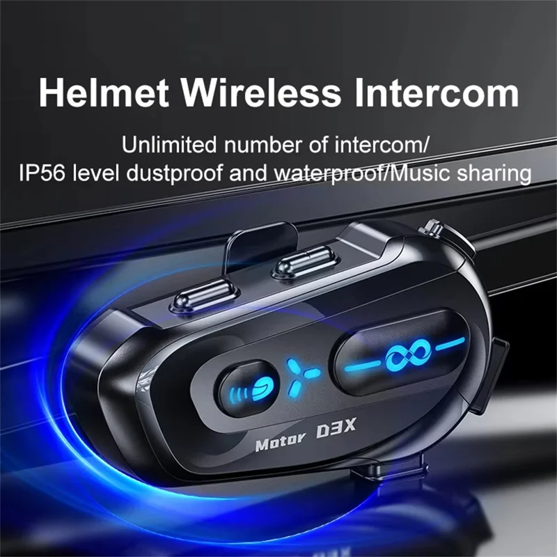 D3X For Motorcycle Helmet Bluetooth-compatible Headset 600m Half Duplex Intercom System - Soft Mic