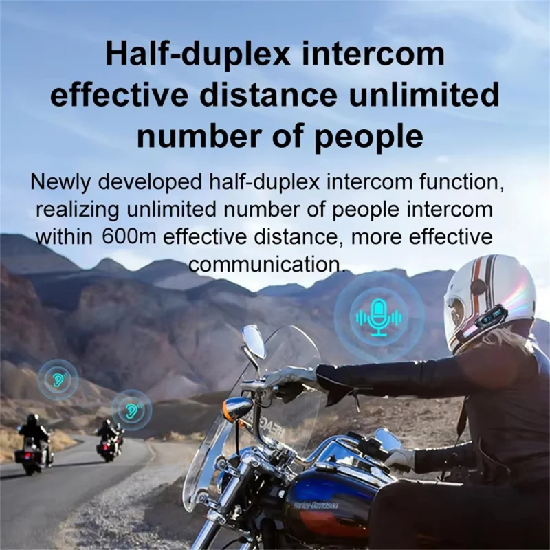 D3X For Motorcycle Helmet Bluetooth-compatible Headset 600m Half Duplex Intercom System - Soft Mic