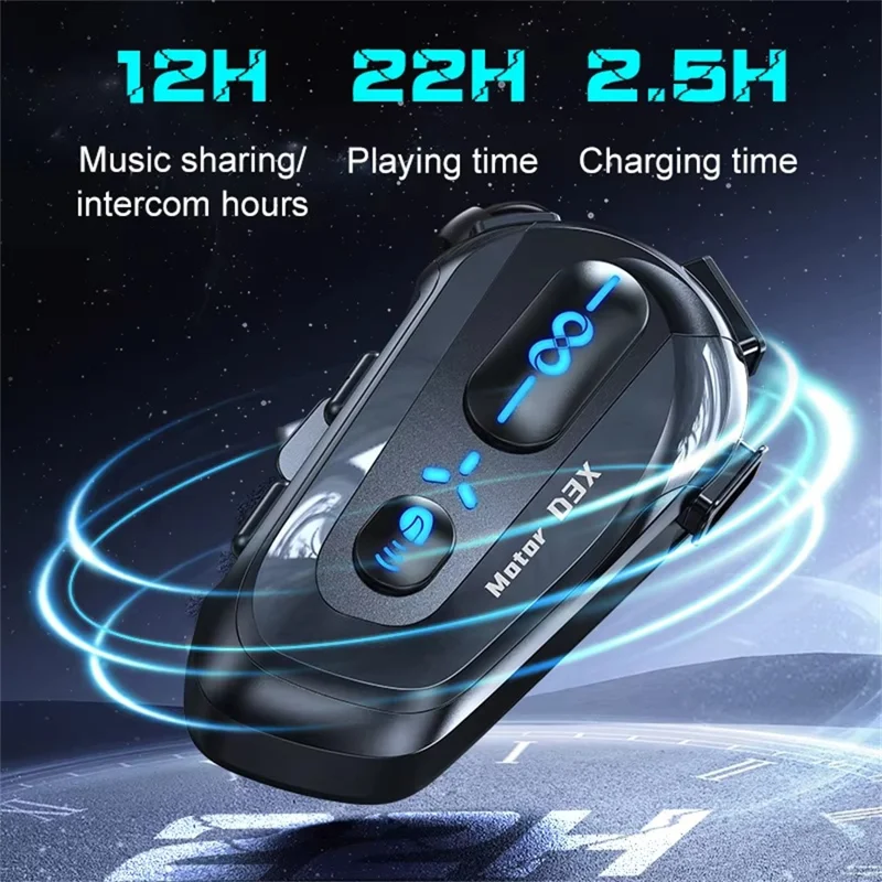 D3X For Motorcycle Helmet Bluetooth-compatible Headset 600m Half Duplex Intercom System - Soft Mic