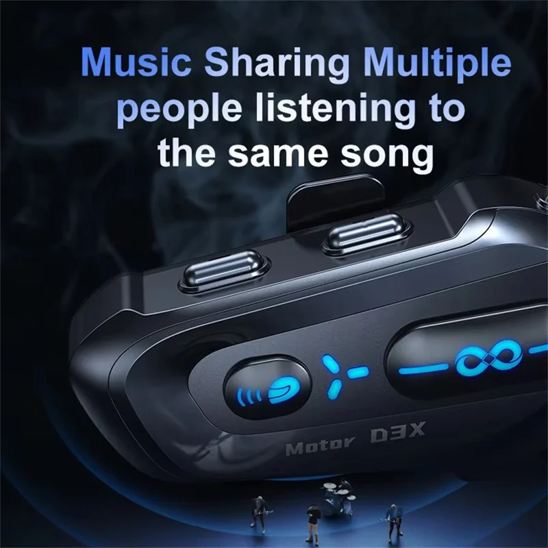 D3X For Motorcycle Helmet Bluetooth-compatible Headset 600m Half Duplex Intercom System - Soft Mic