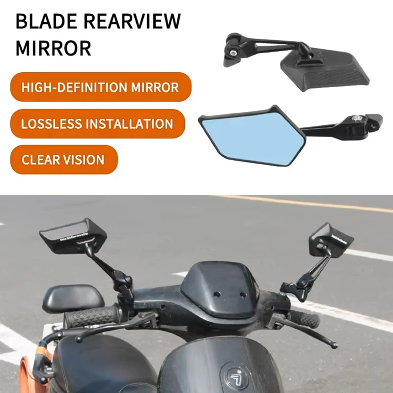 AOS5 1 Pair For Motorcycle Universal Rear View Mirror High Definition Rotatable Side Mirror, Blue