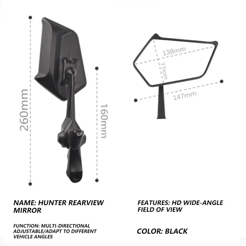 AOS5 1 Pair For Motorcycle Universal Rear View Mirror High Definition Rotatable Side Mirror, White