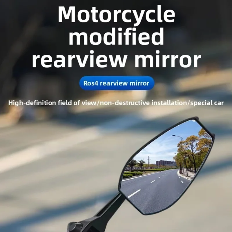 AOS4 Rotatable Side Mirror for Motorcycle Plastic + Aluminum Universal Rearview Mirror, White