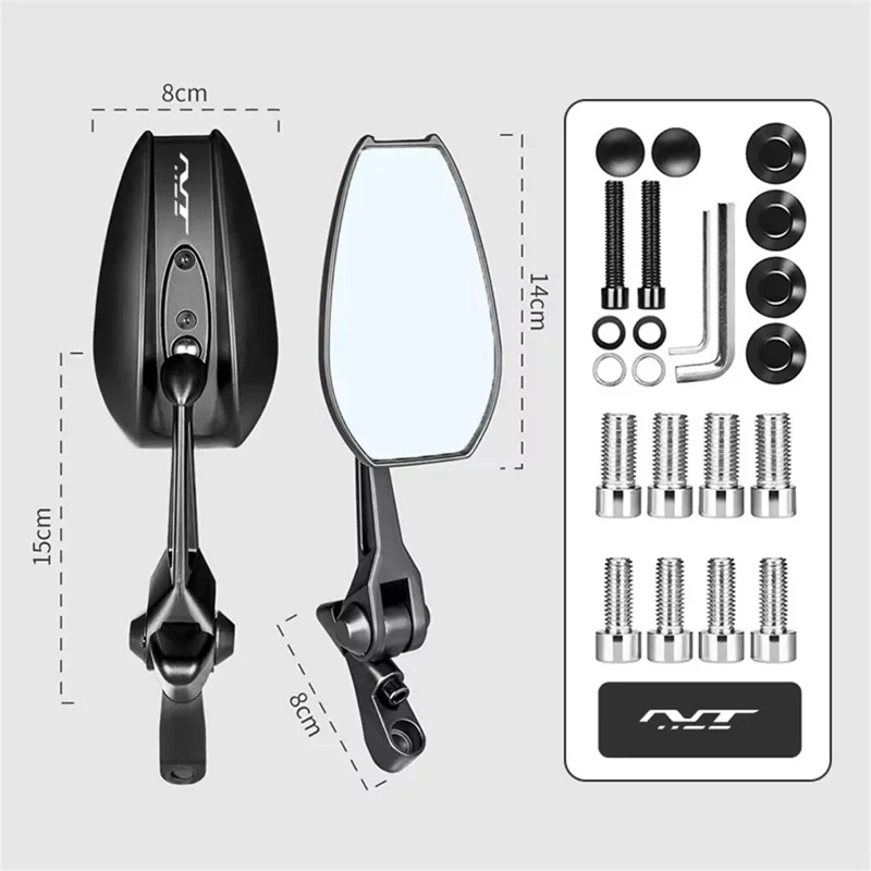 AOS4 Rotatable Side Mirror for Motorcycle Plastic + Aluminum Universal Rearview Mirror, White