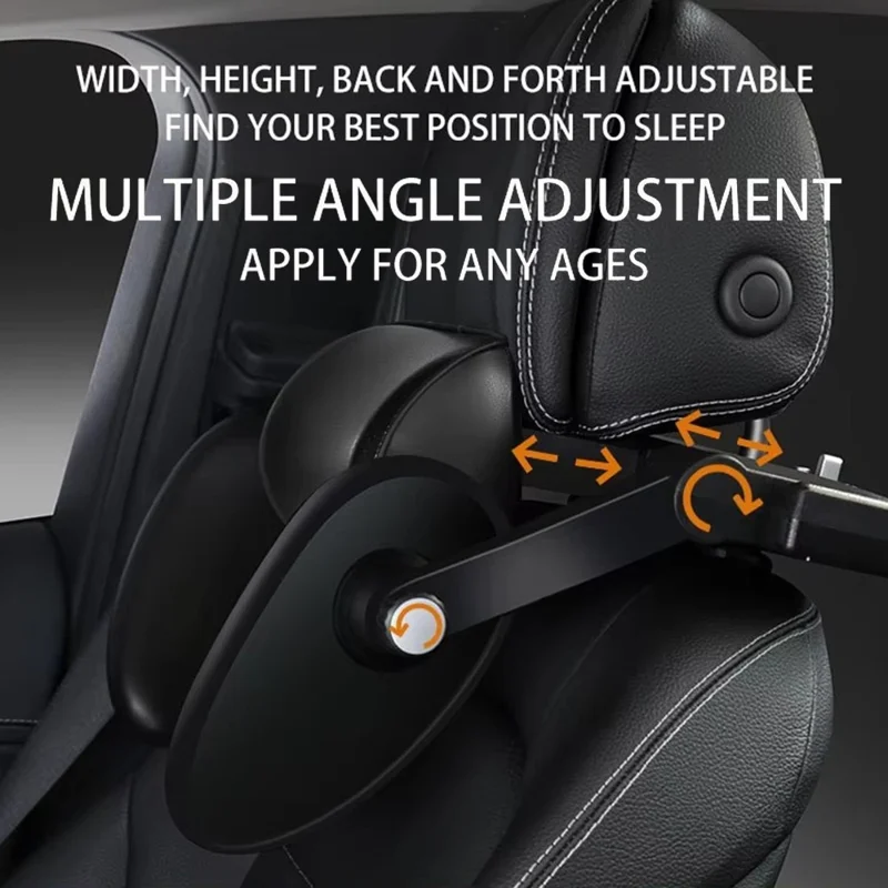 Almohada de Descanso para Cabecero Lateral de Coche con Soporte Cervical de Cuero + Cojín de Espuma Viscoelástica para Dormir en el Asiento Trasero - Color Caqui