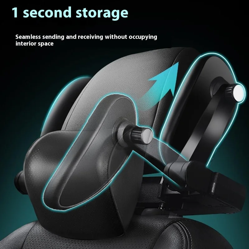 Almohada de Descanso para Cabecero Lateral de Coche con Soporte Cervical de Cuero + Cojín de Espuma Viscoelástica para Dormir en el Asiento Trasero - Color Caqui