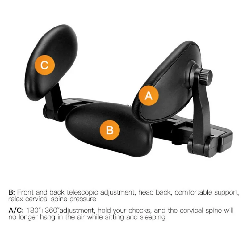 Almohada de Descanso para Cabecero Lateral de Coche con Soporte Cervical de Cuero + Cojín de Espuma Viscoelástica para Dormir en el Asiento Trasero - Color Caqui