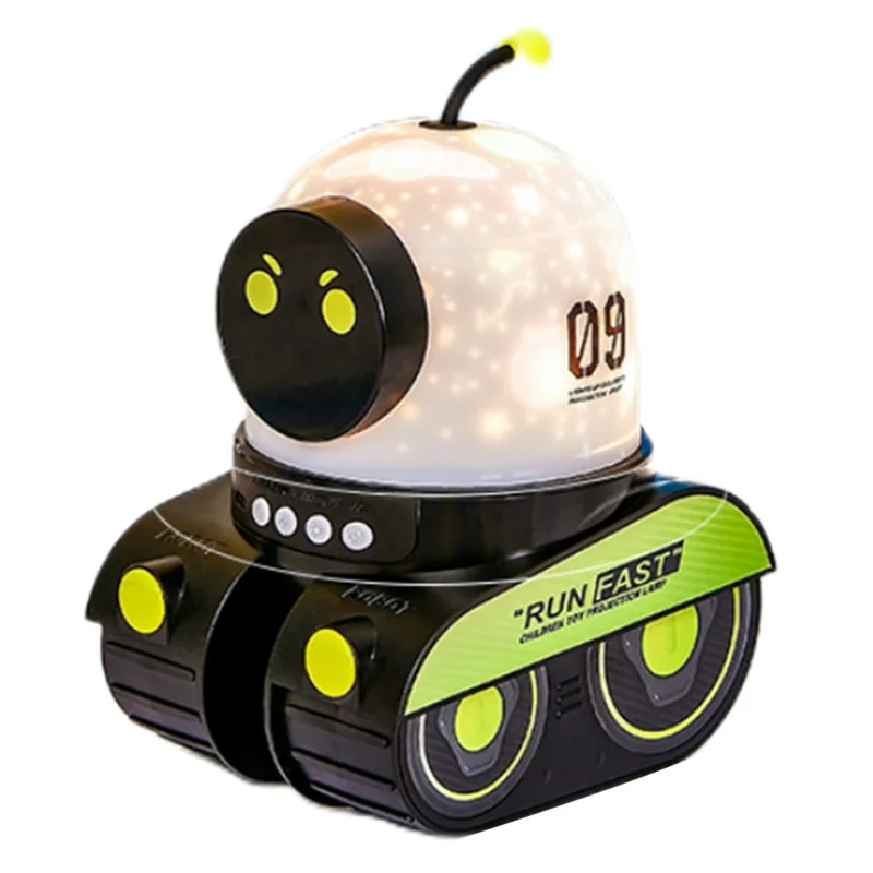 360 Degree Rotation Star Projector Night Light for Kids Robot Car Bedside Lamp with 6 Projection Slides