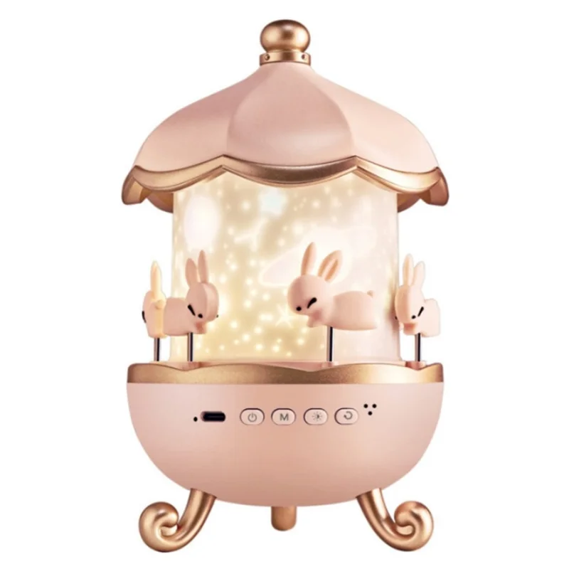 Rotating Music Box Star Sky Projector Night Light for Children Atmosphere Lamp with 6 Projection Slides