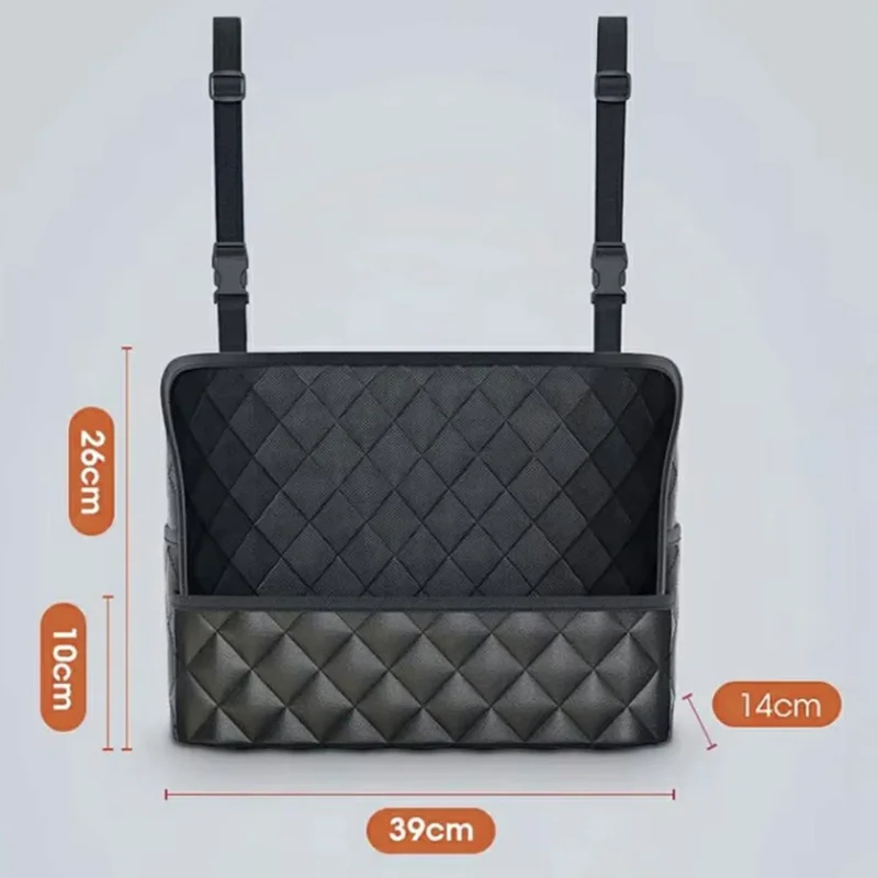 Dual Pocket Design Car Seat Storage Bag Embroidery PU Leather Hanging Organizer Between Back Seats