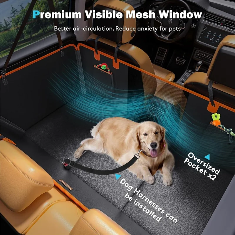 Coprisedile per auto in pelle PU per cani, amaca estesa, resistente ai graffi, protezione sedile posteriore