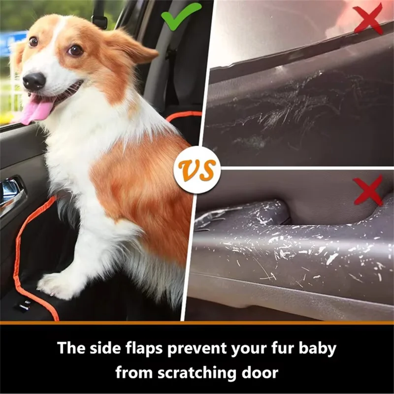Funda Protectora para Asiento de Coche de Mascota en Tejido Oxford 600D, Impermeable con Ventana de Malla Visual, Hamaca para Perros, Negro+Naranja