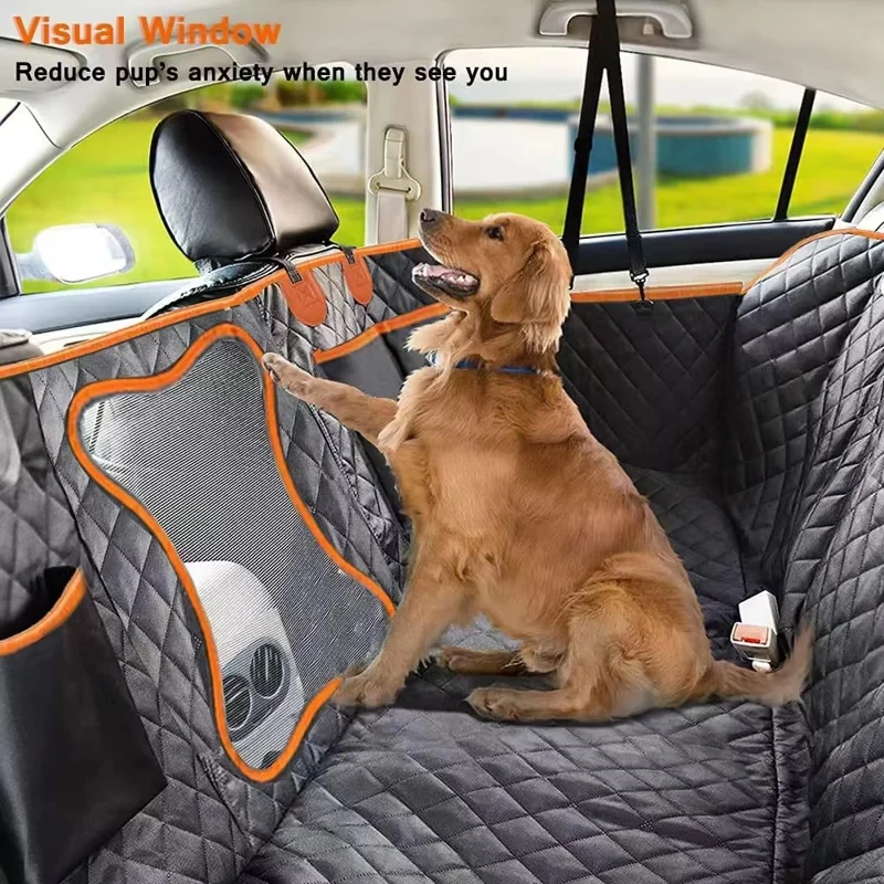 Funda Protectora para Asiento de Coche con Forma de Hueso, Malla y Tejido Oxford 600D Impermeable para Perros, Hamaca para Mascota