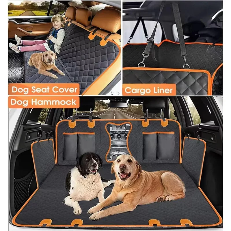 Funda Protectora para Asiento de Coche con Forma de Hueso, Malla y Tejido Oxford 600D Impermeable para Perros, Hamaca para Mascota