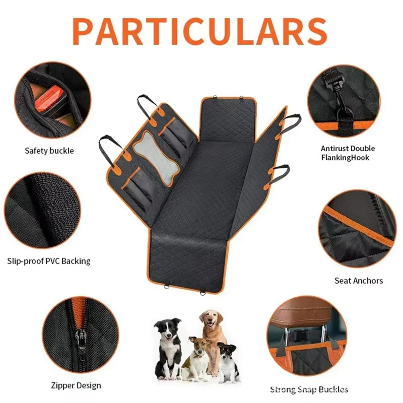 Funda Protectora para Asiento de Coche con Forma de Hueso, Malla y Tejido Oxford 600D Impermeable para Perros, Hamaca para Mascota