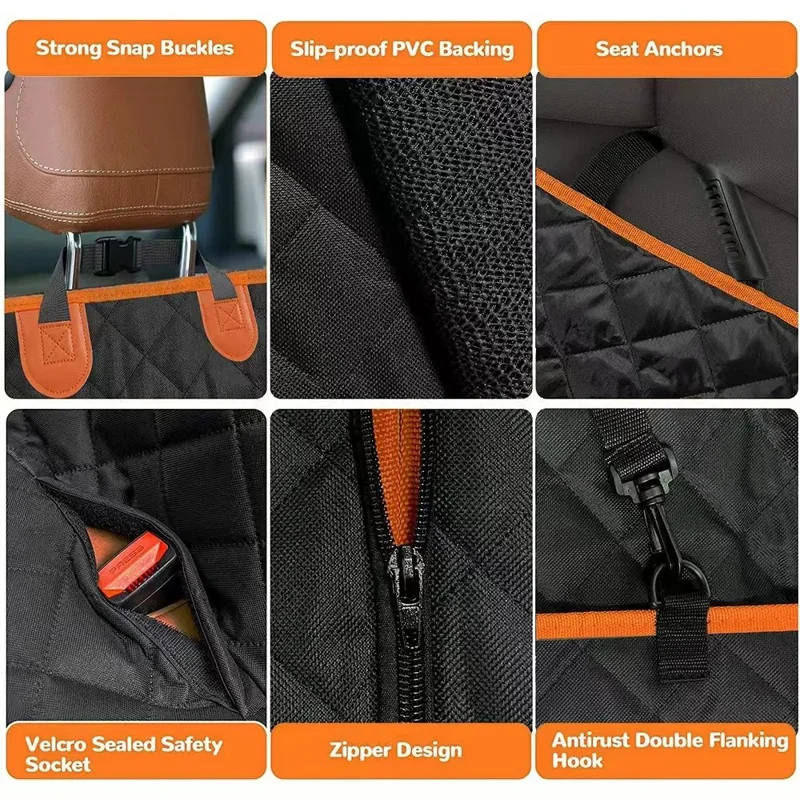 Funda Protectora para Asiento de Coche con Forma de Hueso, Malla y Tejido Oxford 600D Impermeable para Perros, Hamaca para Mascota