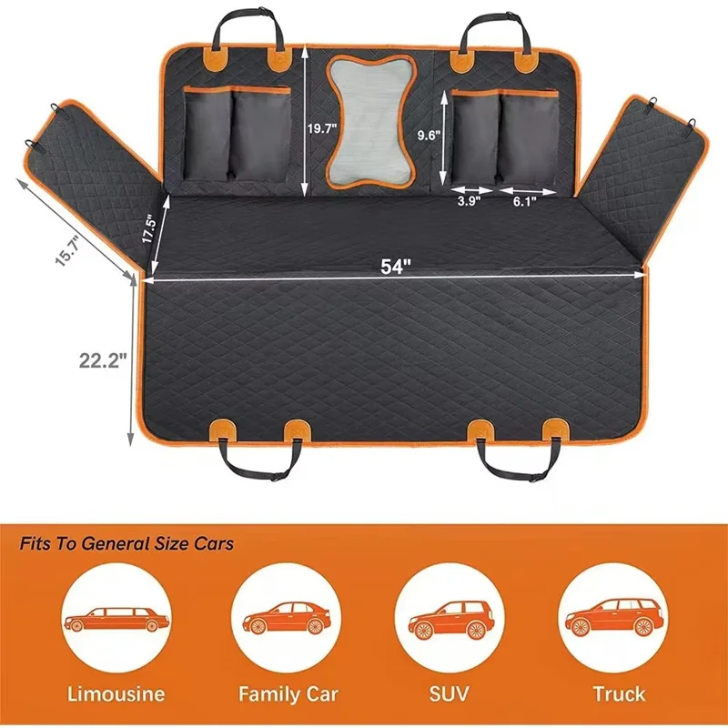 Funda Protectora para Asiento de Coche con Forma de Hueso, Malla y Tejido Oxford 600D Impermeable para Perros, Hamaca para Mascota