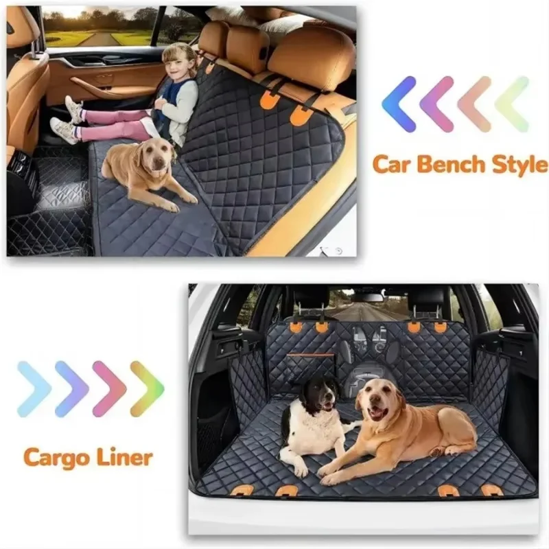 Copertura per sedile auto per animali domestici a forma di zampa, con rete per finestra, impermeabile in tessuto Oxford 600D, amaca per cani