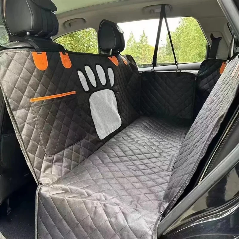 Copertura per sedile auto per animali domestici a forma di zampa, con rete per finestra, impermeabile in tessuto Oxford 600D, amaca per cani