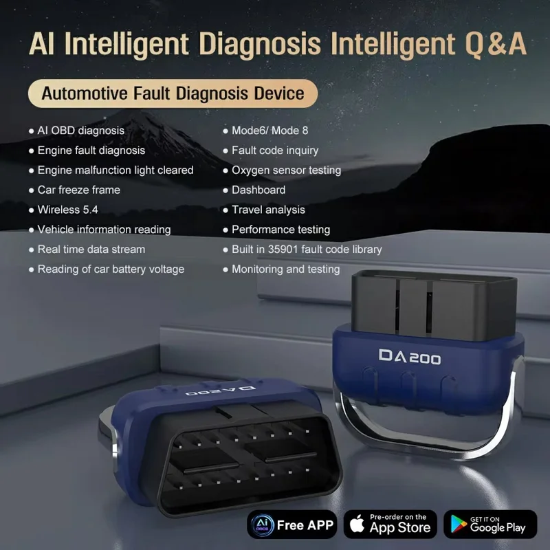 DA200 Bluetooth-kompatibler OBD2 Kfz-Diagnosegerät Motorfehlercodes-Auslese Fahrzeugdiagnosewerkzeug