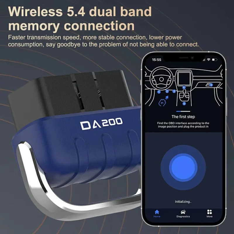 DA200 Bluetooth-kompatibler OBD2 Kfz-Diagnosegerät Motorfehlercodes-Auslese Fahrzeugdiagnosewerkzeug