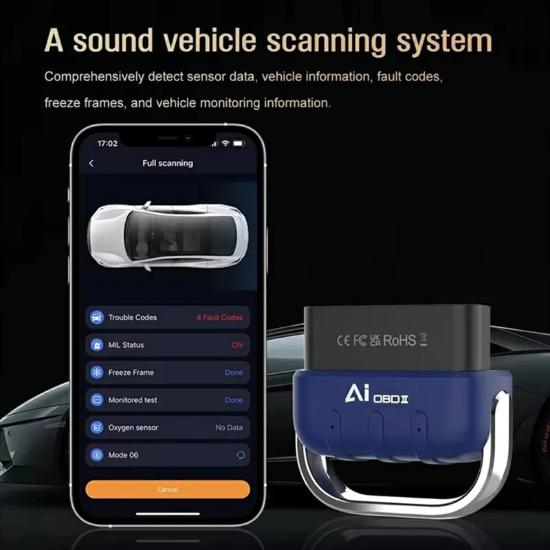 DA200 Bluetooth-kompatibler OBD2 Kfz-Diagnosegerät Motorfehlercodes-Auslese Fahrzeugdiagnosewerkzeug
