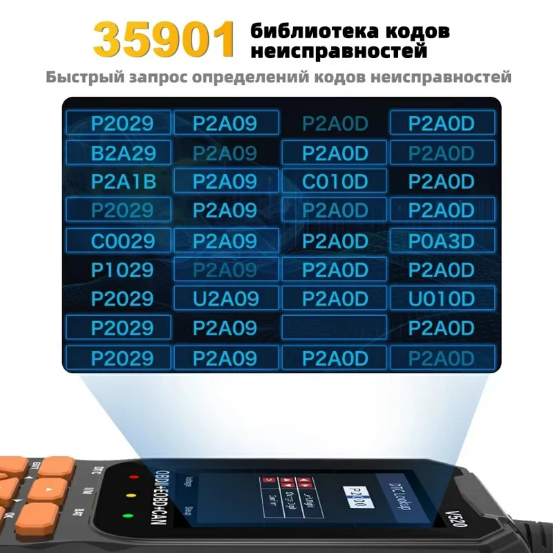 V520 2,8-Zoll TFT-Farbdisplay OBD2 Kfz-Diagnosegerät für Fahrzeuge ab 1996 Motordiagnose Fehlercode-Auslese