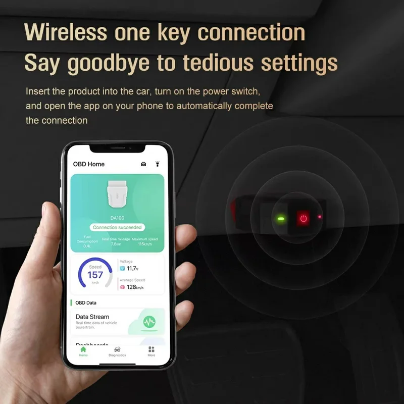 DA100 Bluetooth-kompatibler OBD-Autodiagnosescanner Automotive-Motorfehlercodelesegerät für Android und iOS