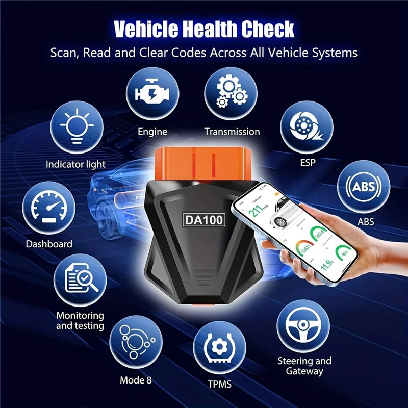 DA100 Bluetooth-kompatibler OBD-Autodiagnosescanner Automotive-Motorfehlercodelesegerät für Android und iOS