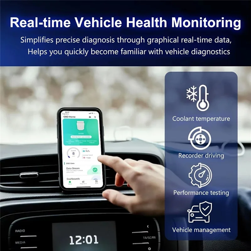 DA100 Bluetooth-kompatibler OBD-Autodiagnosescanner Automotive-Motorfehlercodelesegerät für Android und iOS