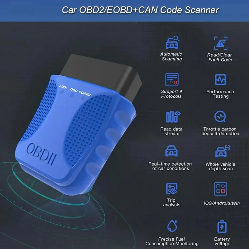 Escáner OBD2 V30 ELM327 compatible con Bluetooth para diagnóstico de motor de coche, lector de códigos con soporte de flujo de datos
