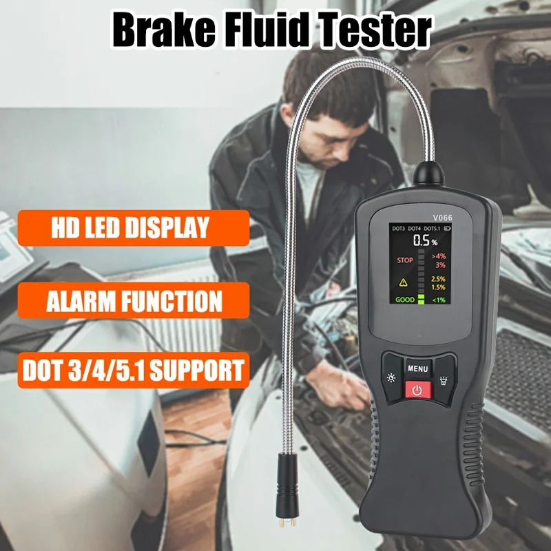 Testador de Fluido de Freio V066 para Diagnóstico Automotivo, Medição de Teor de Água, Compatível com DOT3, DOT4 e DOT5.1