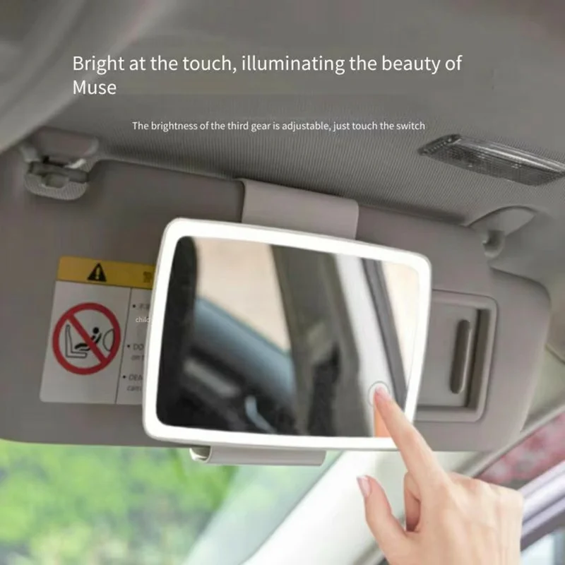 Espejo de Vanidad Iluminado con LED Recargable para Visera de Coche