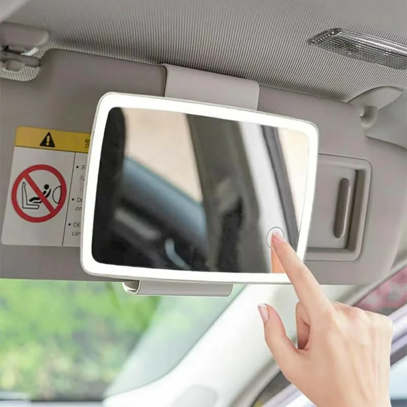 Espejo de Vanidad Iluminado con LED Recargable para Visera de Coche