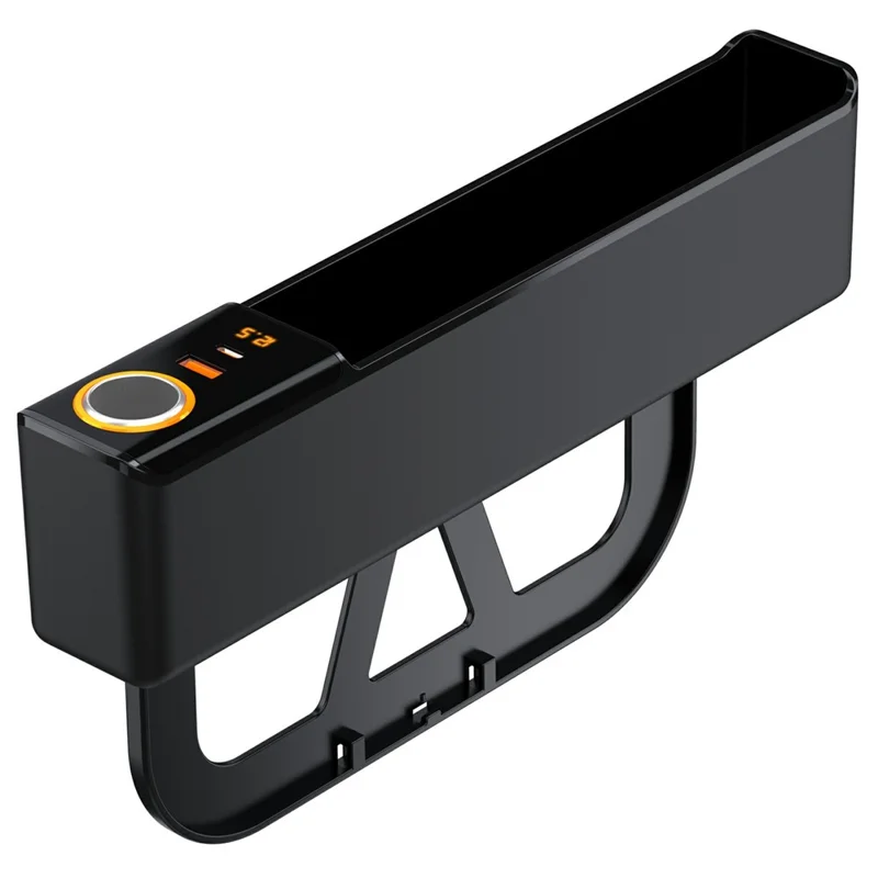 Organisateur de rangement pour espace entre siège et console avec ports de charge rapide USB-A + USB-C - Boîte de rangement multifonction - Noir