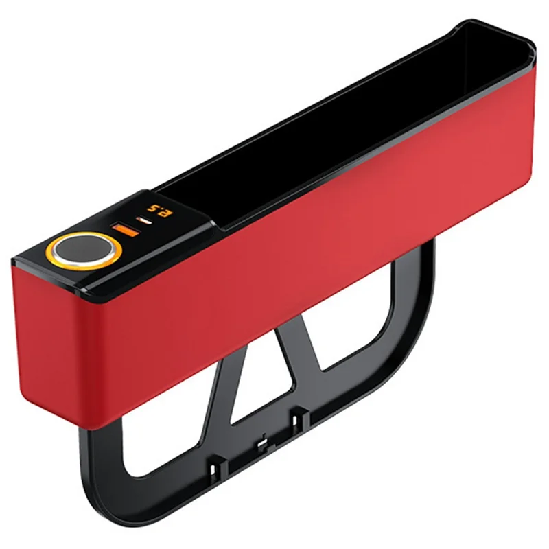 Car Seat Gap Filler Organizer with USB-A + USB-C Fast Charging Ports Multifunctional Storage Box - Red