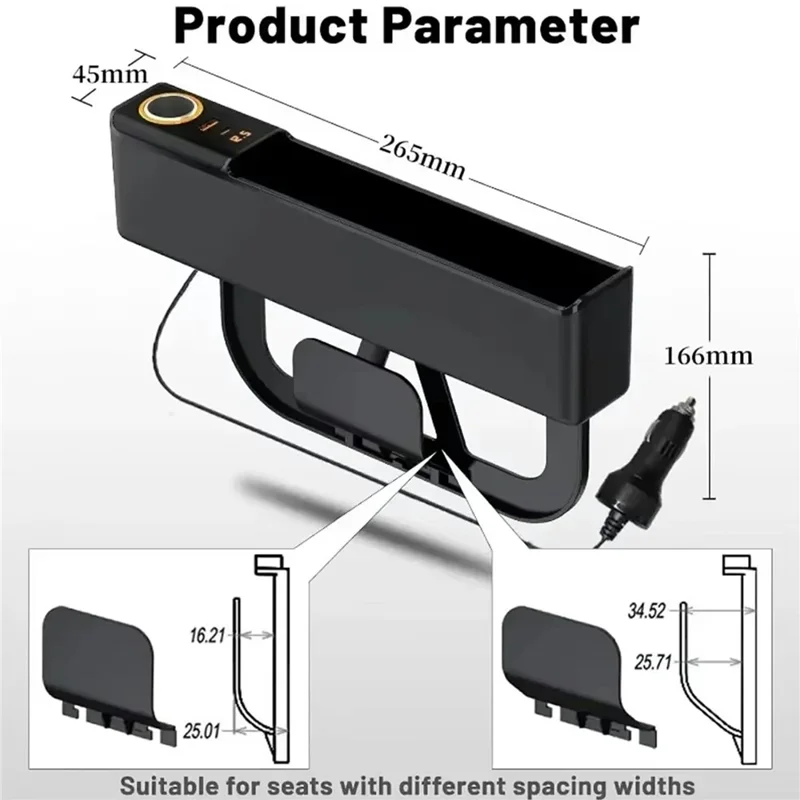 Car Seat Gap Filler Organizer with USB-A + USB-C Fast Charging Ports Multifunctional Storage Box - Red