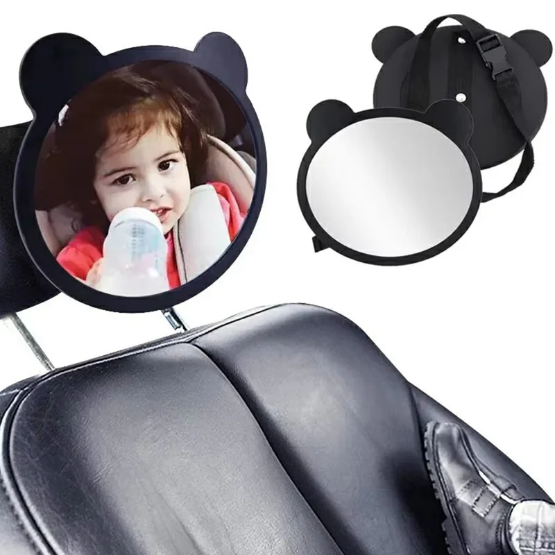 Diseño de orejas de dibujos animados Espejo de coche para bebé para silla de seguridad para niños mirando hacia atrás Acrílico irrompible Observador del asiento trasero