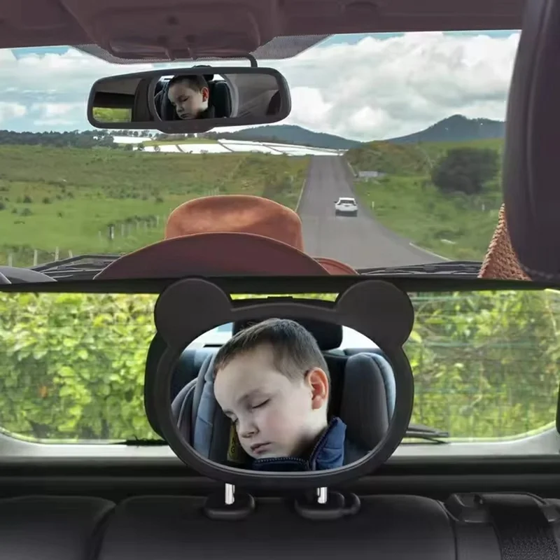 Diseño de orejas de dibujos animados Espejo de coche para bebé para silla de seguridad para niños mirando hacia atrás Acrílico irrompible Observador del asiento trasero