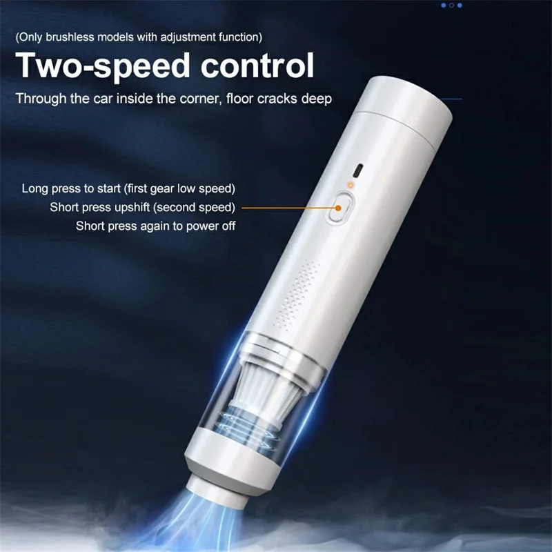 Brushless Motor Car Vacuum Cleaner 200W High Power Multifunction Handheld Cordless Suction Blower - White