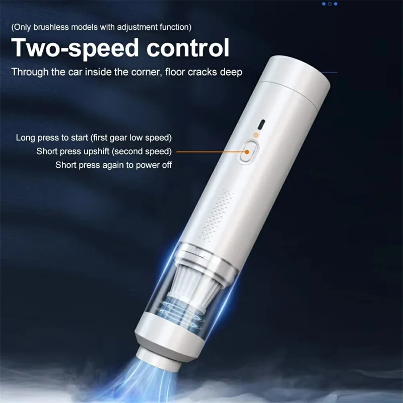 Brushless Motor Car Vacuum Cleaner 200W High Power Multifunction Handheld Cordless Suction Blower - White