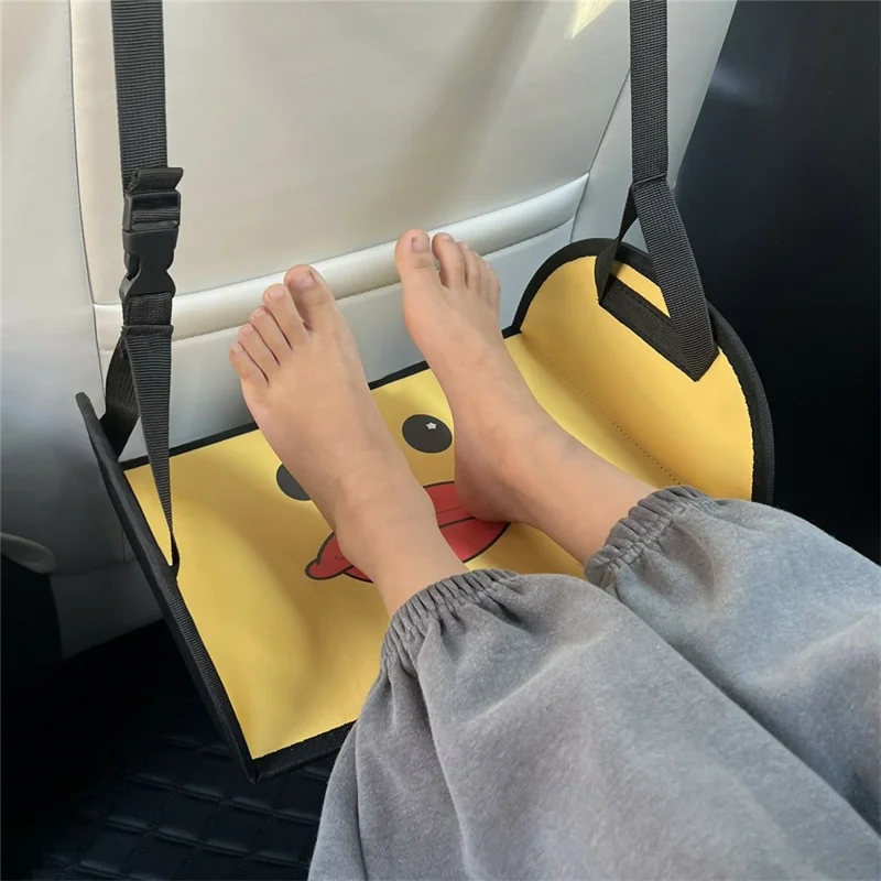Cartoon Animal Portable Car Seat Footrest for Children Adjustable Height Back Seat Foot Support - Duck