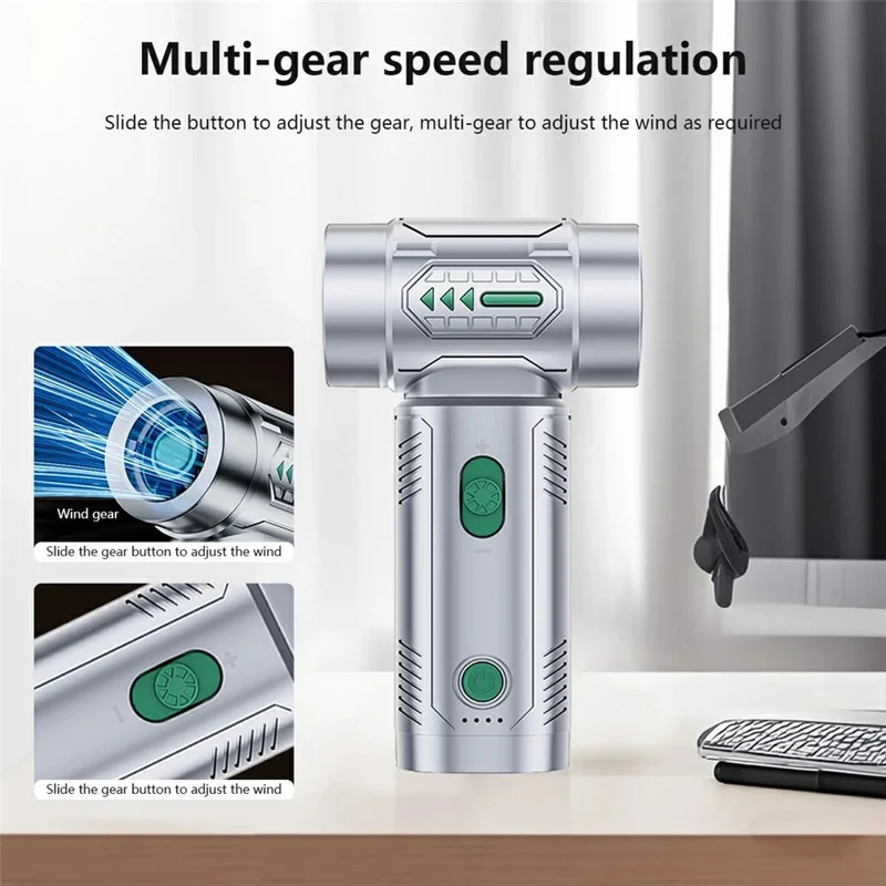 Aspirador Inalámbrico 2 en 1 para Coche con Turbofán de Mano, 3 Velocidades Ajustables, 4500Pa, 100000 RPM, Soplador de Alto Rendimiento - Negro