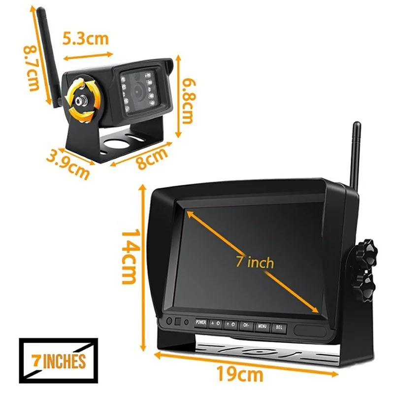RG-126 Monitor digitale wireless HD da 7 pollici Sistema di registrazione e monitoraggio in tempo reale per camper, furgoni e camion