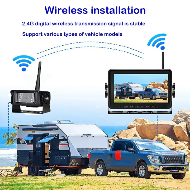 RG-126 Monitor digitale wireless HD da 7 pollici Sistema di registrazione e monitoraggio in tempo reale per camper, furgoni e camion