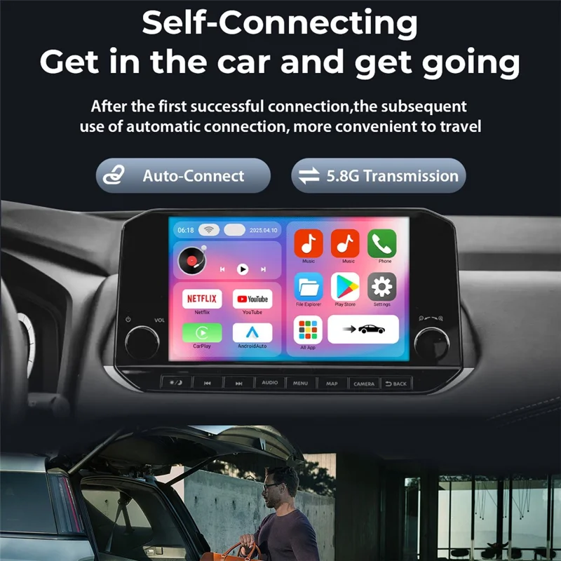 Adaptateur CarPlay sans fil S3 4+32Go Android Auto Android 12 Sortie HD Puce RK Boîtier intelligent pour voiture avec fonction de mise en miroir