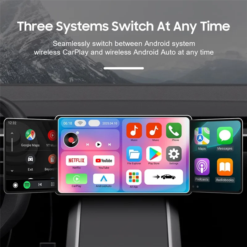 Adaptateur CarPlay sans fil S3 4+32Go Android Auto Android 12 Sortie HD Puce RK Boîtier intelligent pour voiture avec fonction de mise en miroir