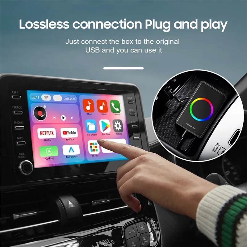 Adaptateur CarPlay sans fil S3 4+32Go Android Auto Android 12 Sortie HD Puce RK Boîtier intelligent pour voiture avec fonction de mise en miroir