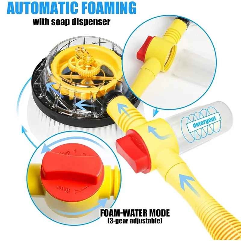 Kit portátil de lavado de coche con cabezal de spray multifunción, cepillo de lavado de chenilla suave, mopa giratoria y limpiador de espuma automático