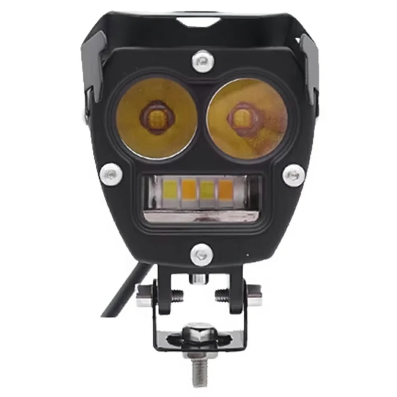 3800lm High Power Motorcycle Auxiliary Spotlight IP67 Waterproof Dual Color High Low Beam Headlight